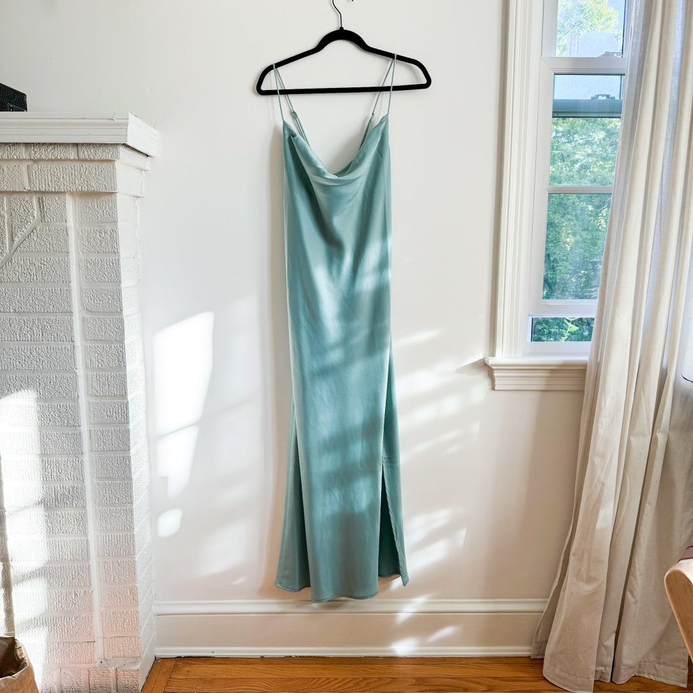 NWT satin slip dress banana republic midi cowl seaspray bridesmaid wedding guest